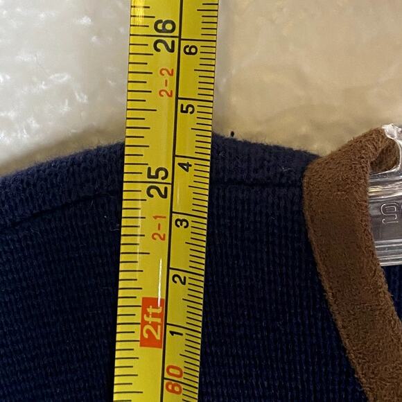 Lauren Ralph Lauren Navy Equestrian Horsebit Cardigan Faux Leather Trim Sz XL - Picture 10 of 10